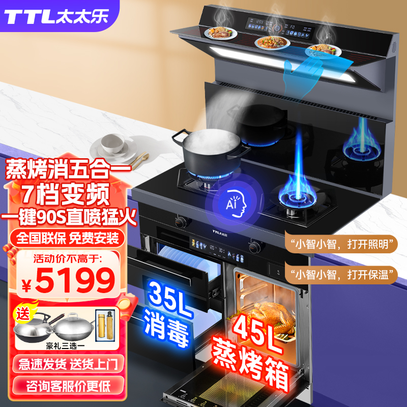 集成灶一体式蒸烤一体独立蒸烤箱灶具定时左消毒右蒸烤