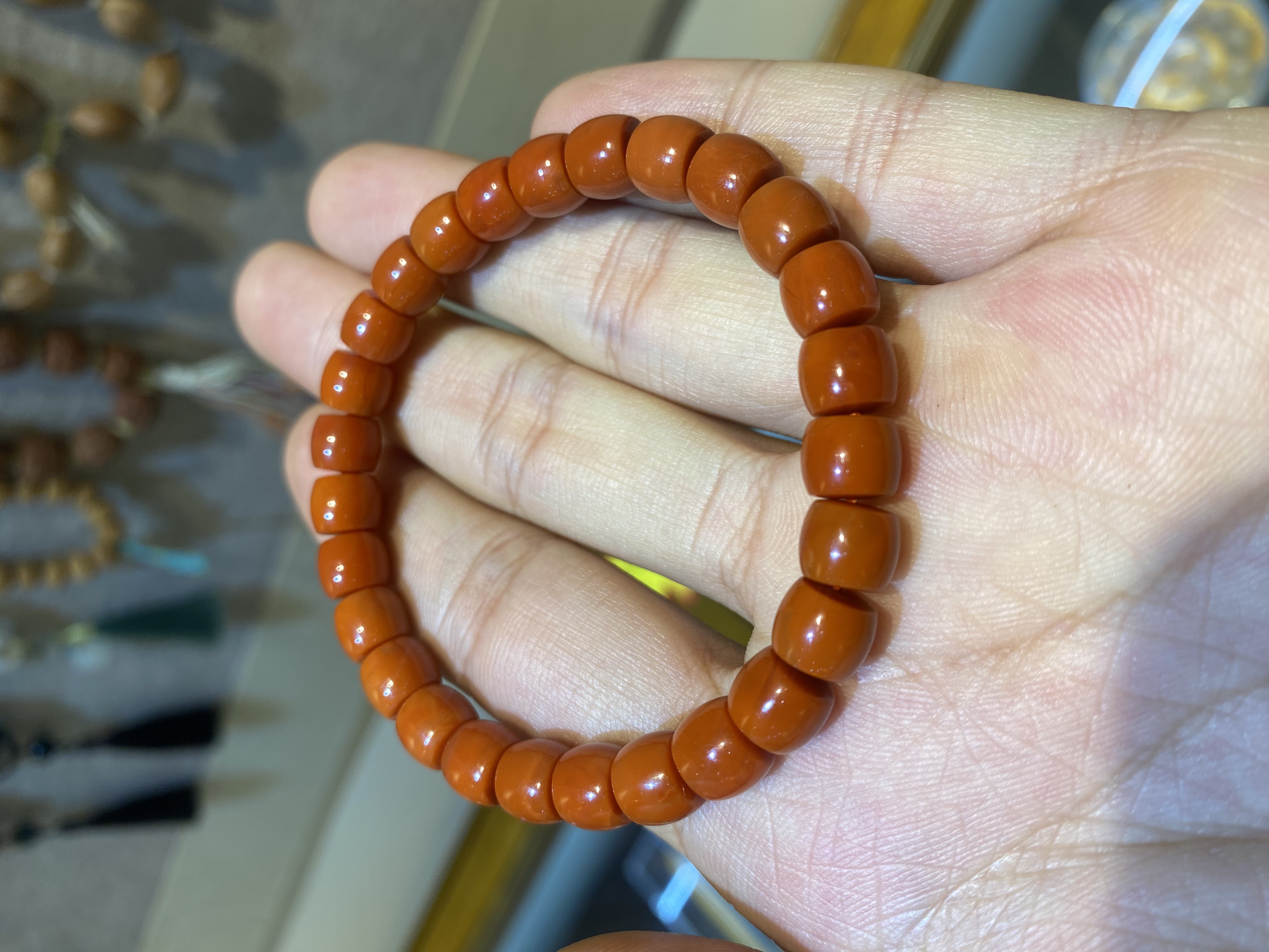 南红柿子红手串8mm直切男女合适