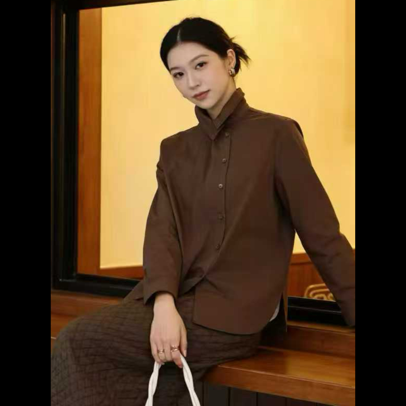 【玫瑰缘欧货法式设计感时尚气质百搭打底单穿秋冬巩固领衬衫