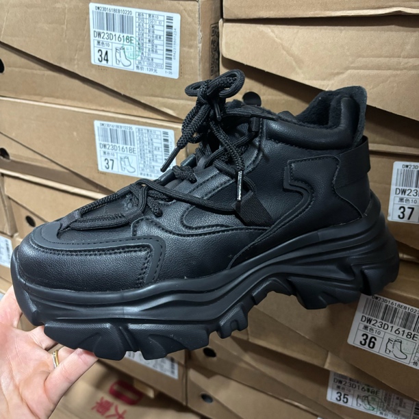 冬季1307加绒高帮休闲鞋女23D