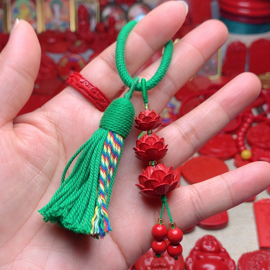 天然辰砂工艺品朱砂钥匙扣包包挂