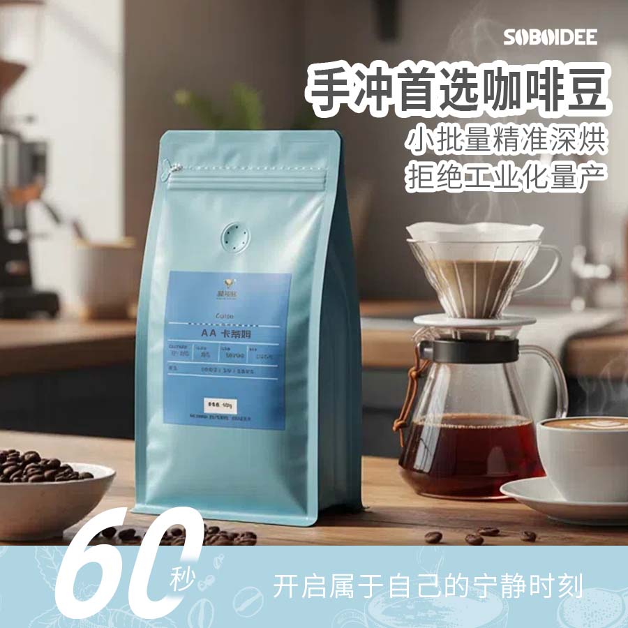 【萨拜迪】老挝卡迪姆 纯阿拉比卡豆 中度烘培精品咖啡豆免费磨粉