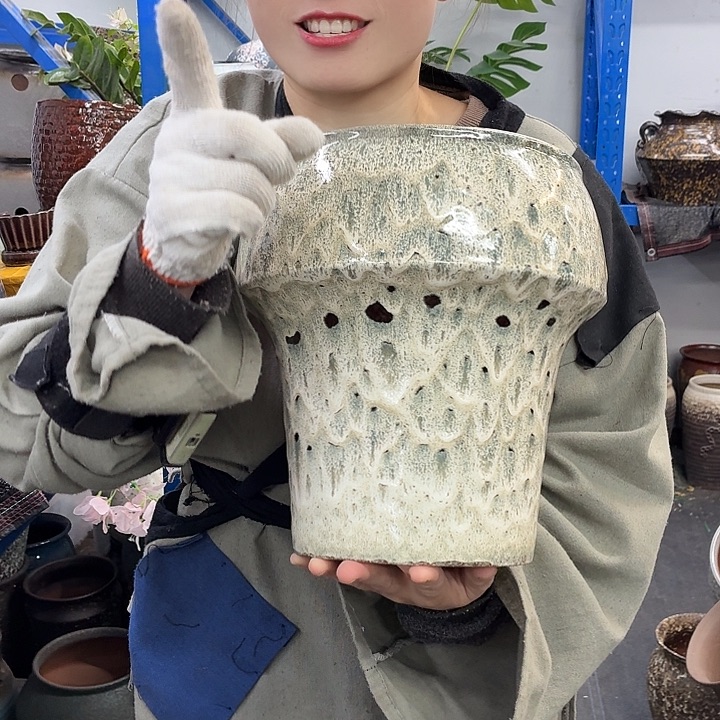 21×27 -粗陶花盆有孔-买买买