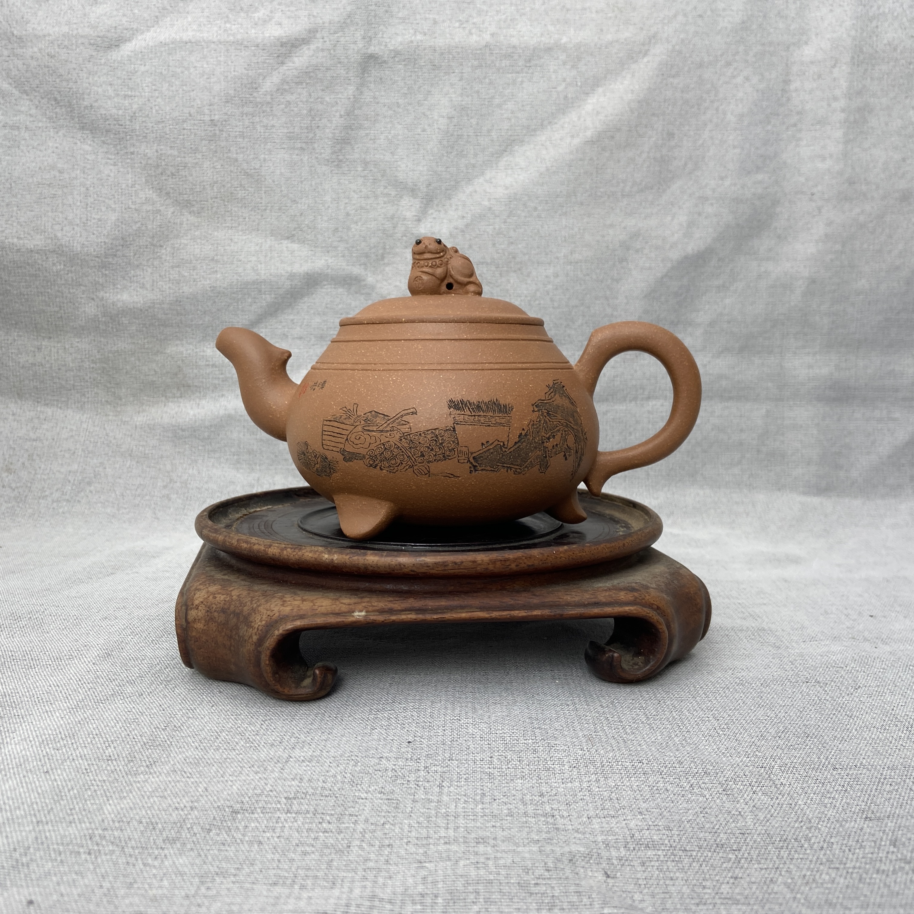 宜兴手工紫砂陶 鲍正兰茶壶GS3499-18