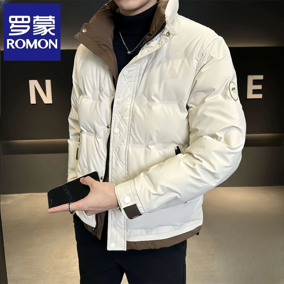罗蒙冬季新款男士休闲羽绒服立领轻薄韩版短款上衣保暖夹克外套潮