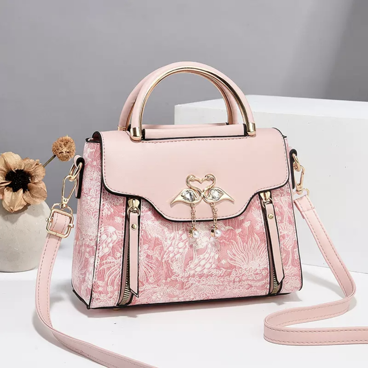 法式轻奢高档手提包包（粉色*+卡其色*1到手共两个）-生物