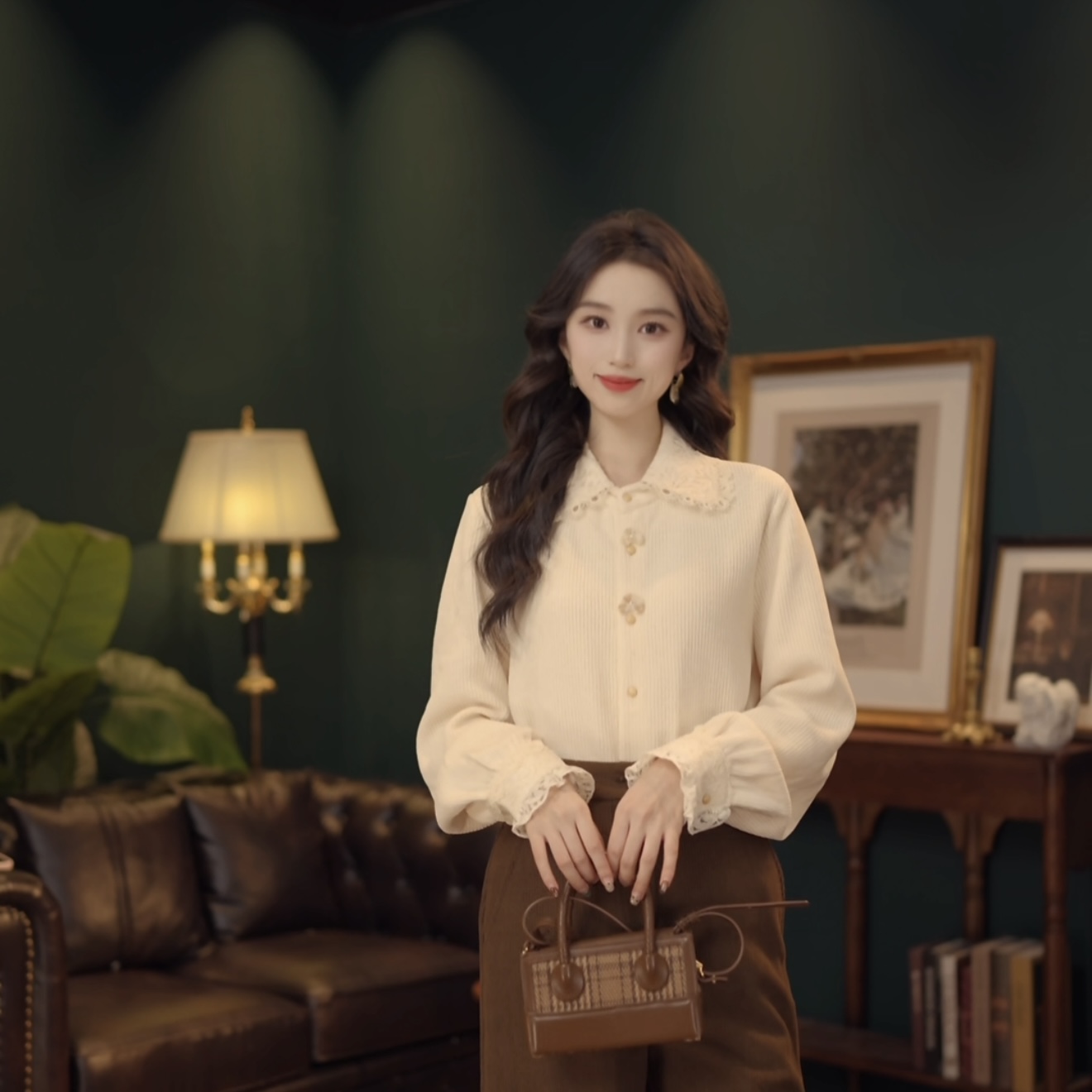 琦琦【朝花夕拾】复古港风秋冬厚款休闲百搭衬衫上衣YF1103475