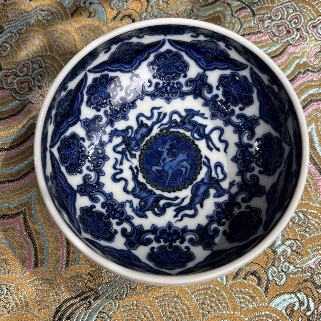 景德镇梁峻窑仿明青花星空宝相灯笼杯炉士杯