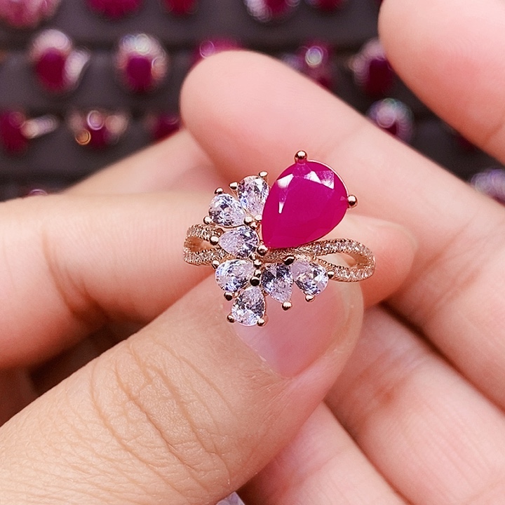 红宝石银S925镶嵌戒指