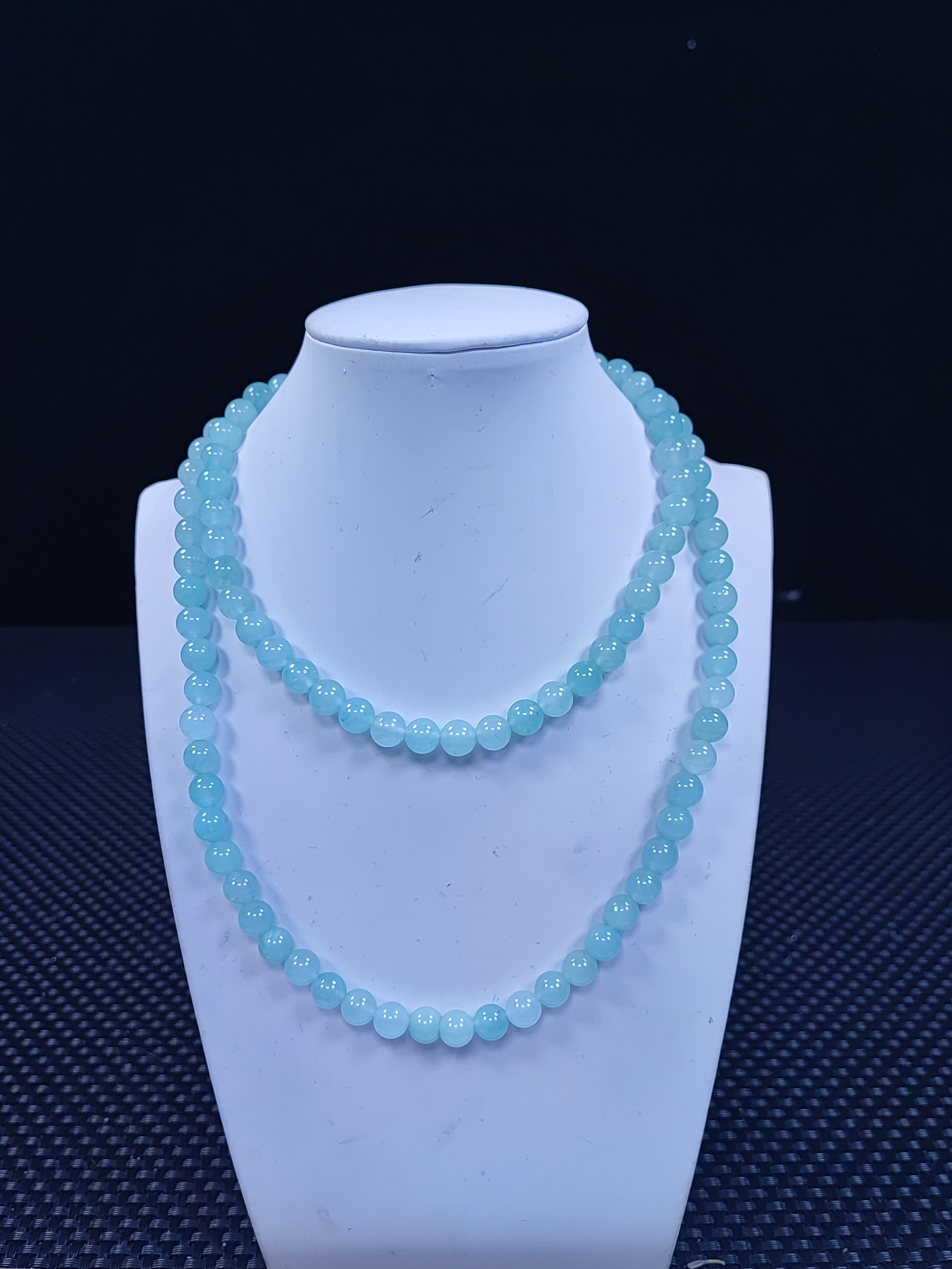 浅蓝色8mm 108 项链发一条J70