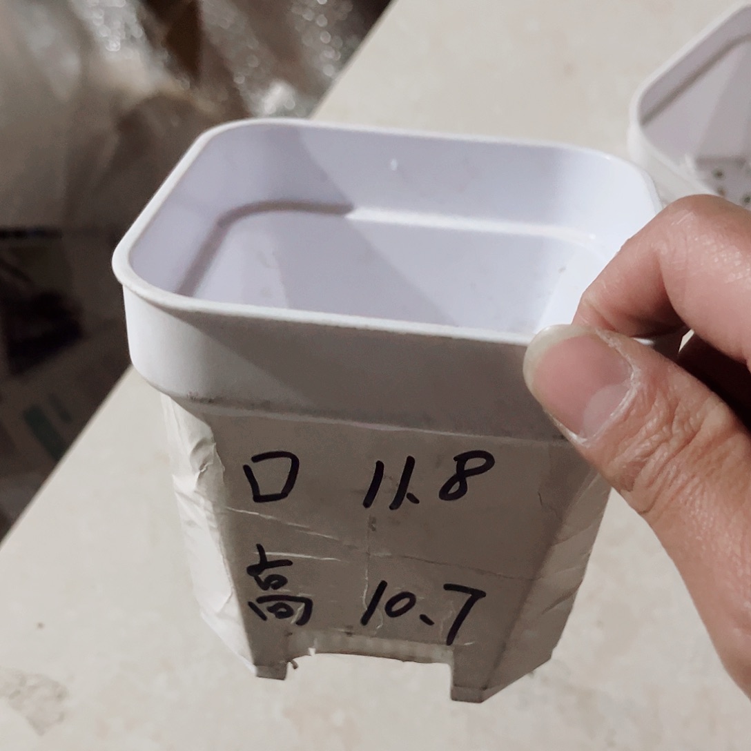 塑料加厚矮胖12方白色盆10个无托