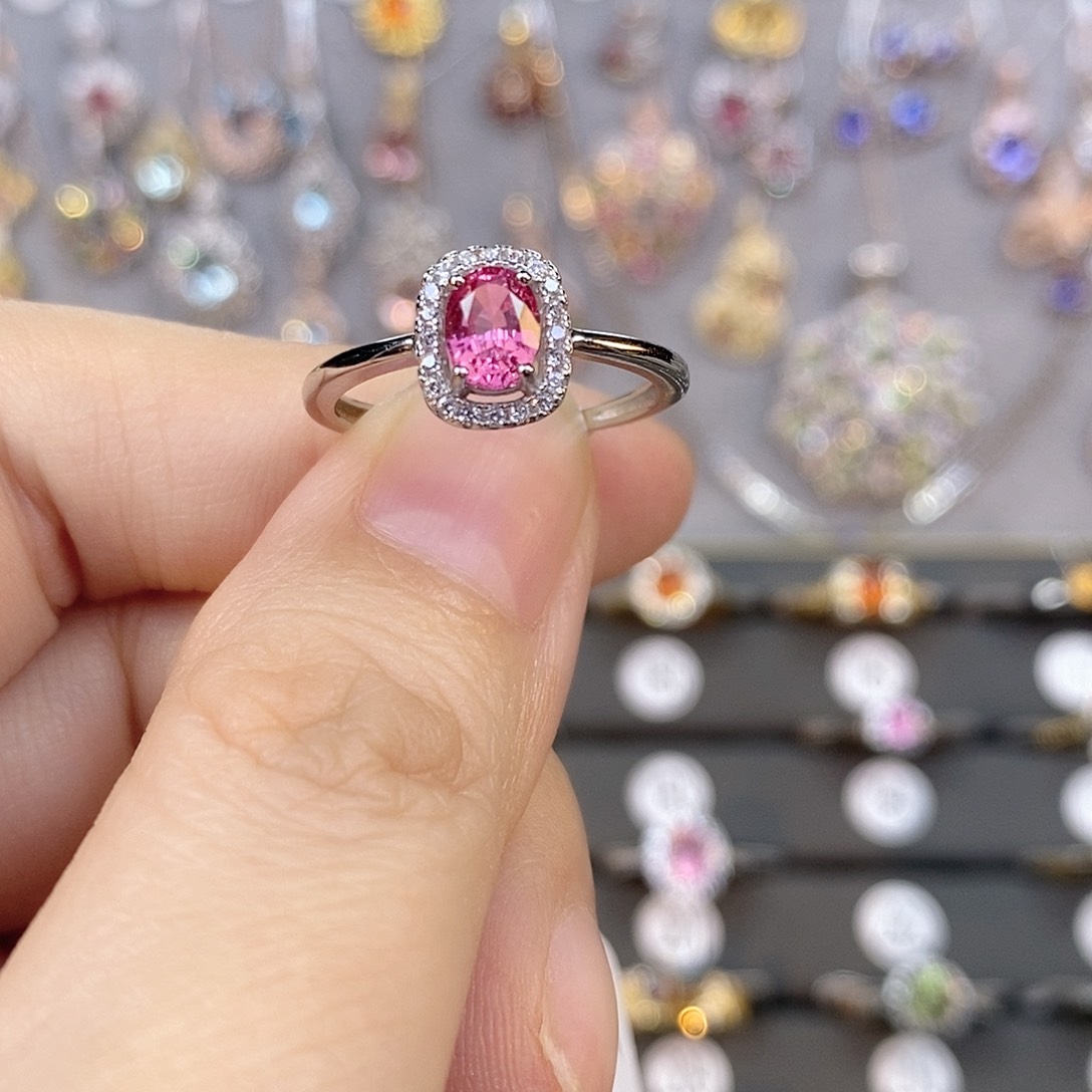 尖晶石戒指银S925镶嵌