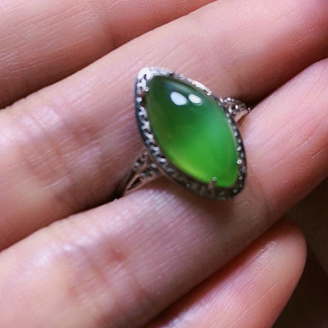 和田玉戒指银S925镶嵌