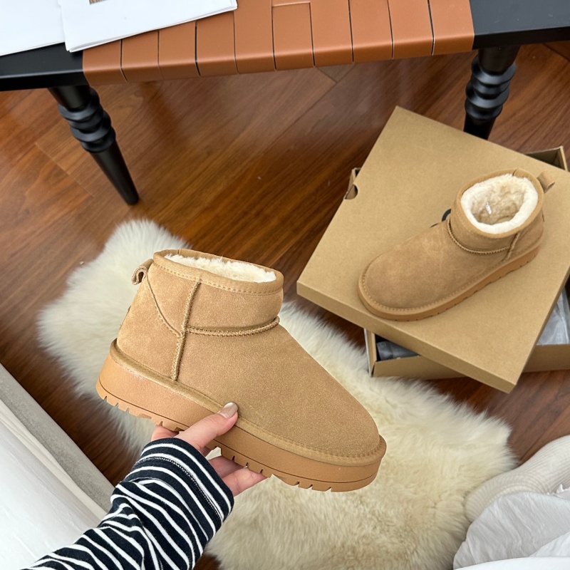 厚底真皮雪地靴女冬季2025新款休闲百搭加绒加厚保暖时尚短筒棉鞋