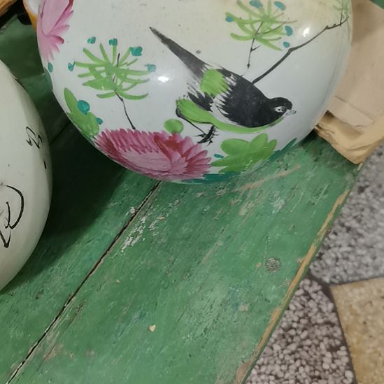 山***舟纯银粉彩花鸟西瓜罐一个