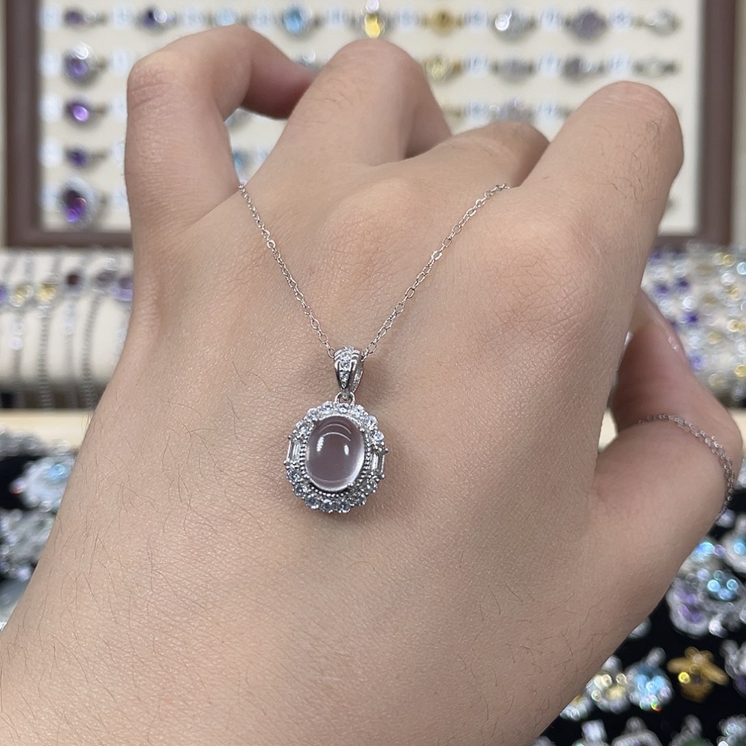 银S925镶嵌颈饰芙蓉石