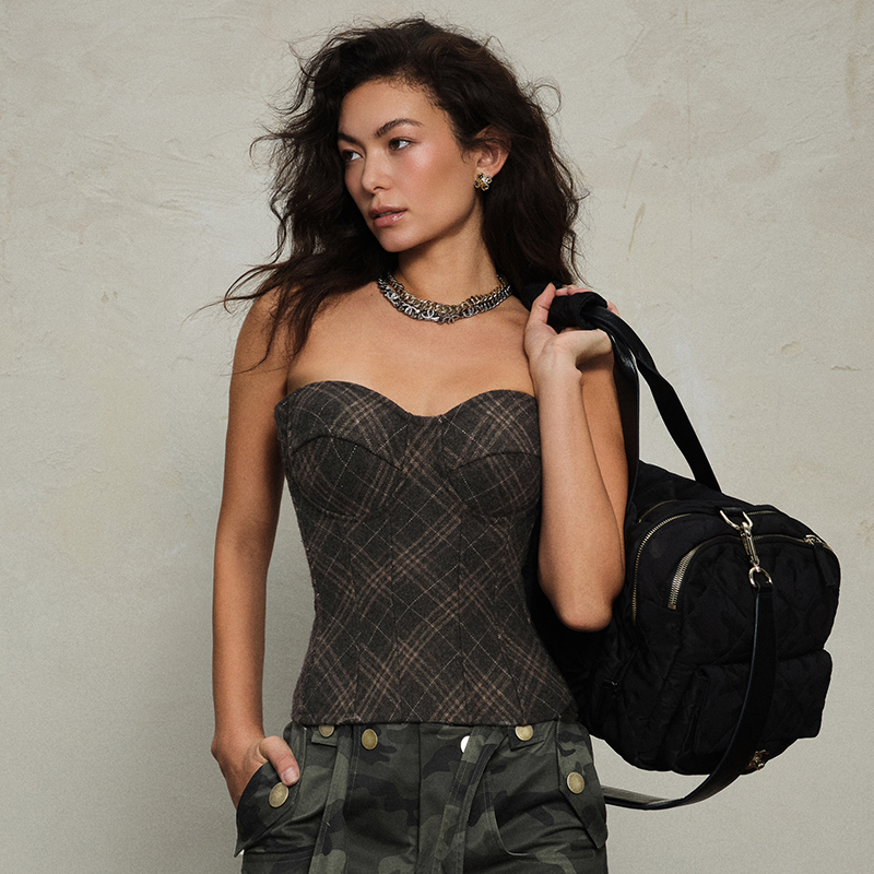 斯嘉丽的行李/SCARLETT 卡梅伦式族丛林格纹 抹胸束腰上衣