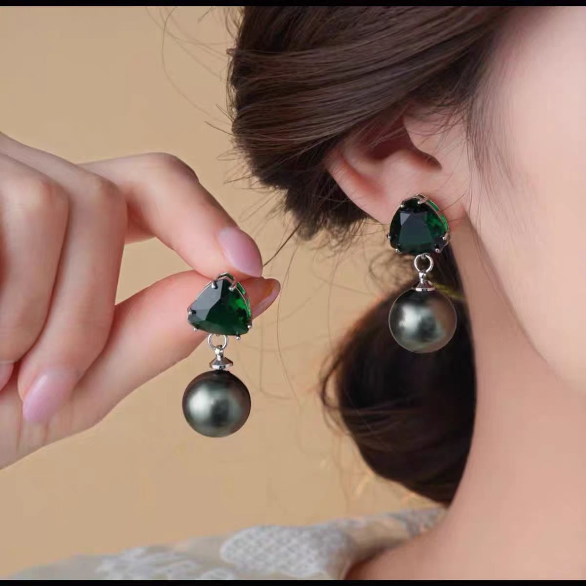 铜合金耳饰 【Q100】韩国气质耳环大气时尚耳钉高级感高档珠珠耳环