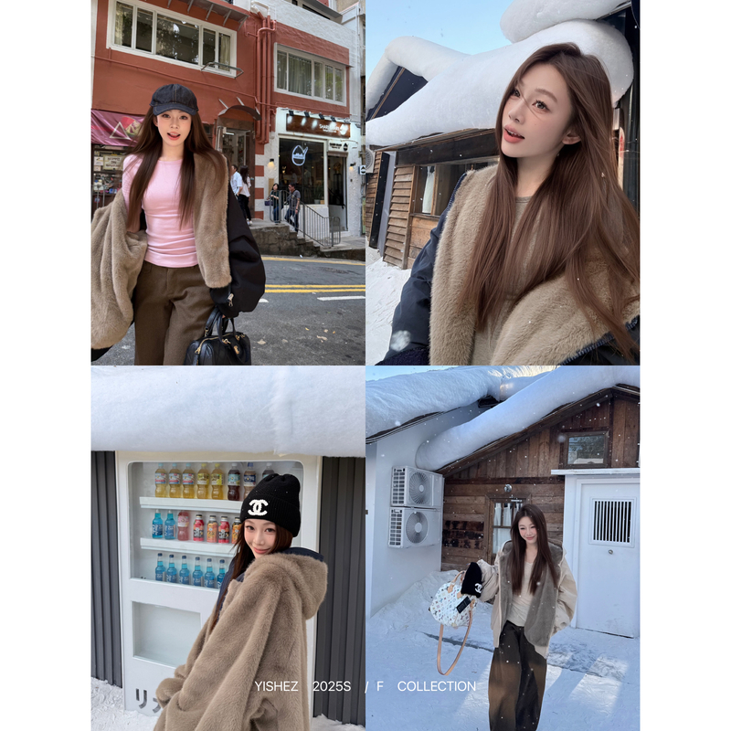 YISHEZ“雪国暖冬”双面穿重磅加厚cleanfit座山雕水洗棉服夹克外套