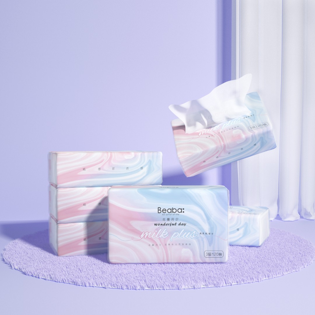 【碧芭宝贝】碧芭宝贝云霓云柔巾3包120抽柔纸巾丝滑柔顺水润
