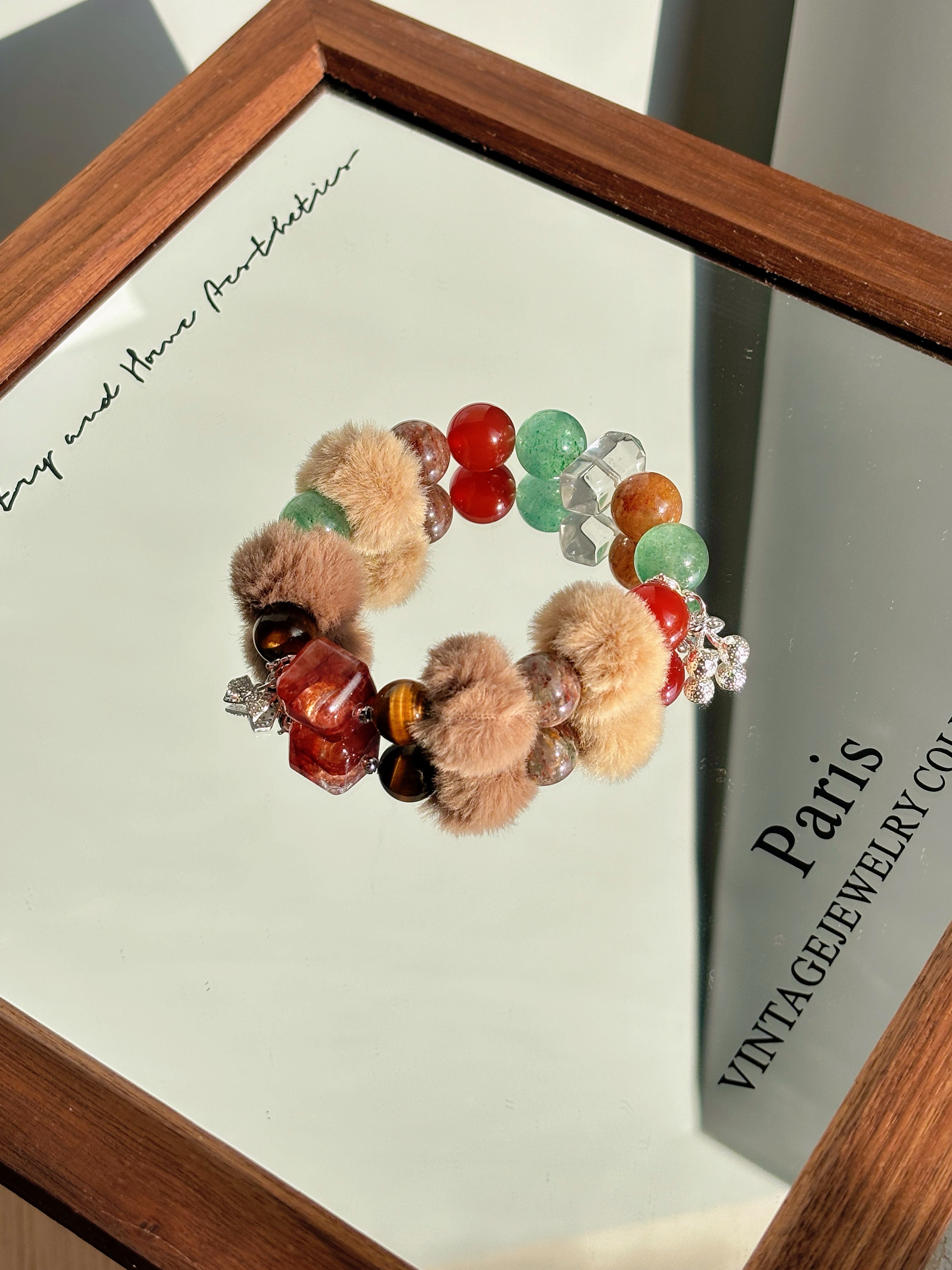 圣诞绒球MR001毛绒水晶手串叠戴（纯天然，默认微瑕,多样性发其一）