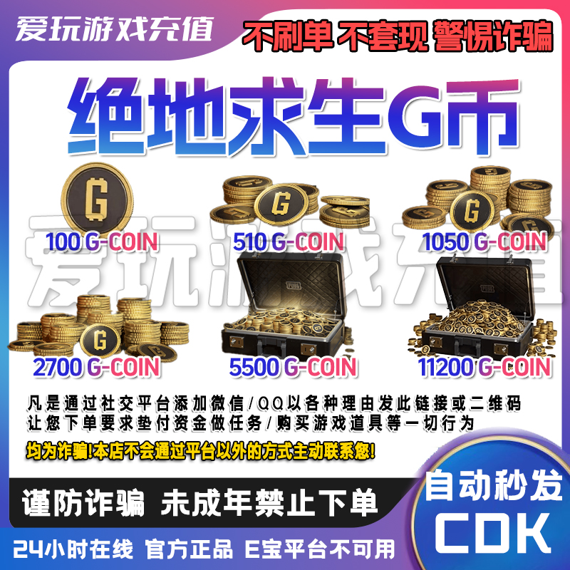 steam绝地求生PUBG G币直发 金币CDK兑换码吃鸡端