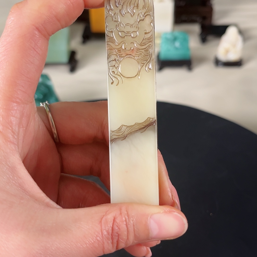 寿山石印石龙纹开丝