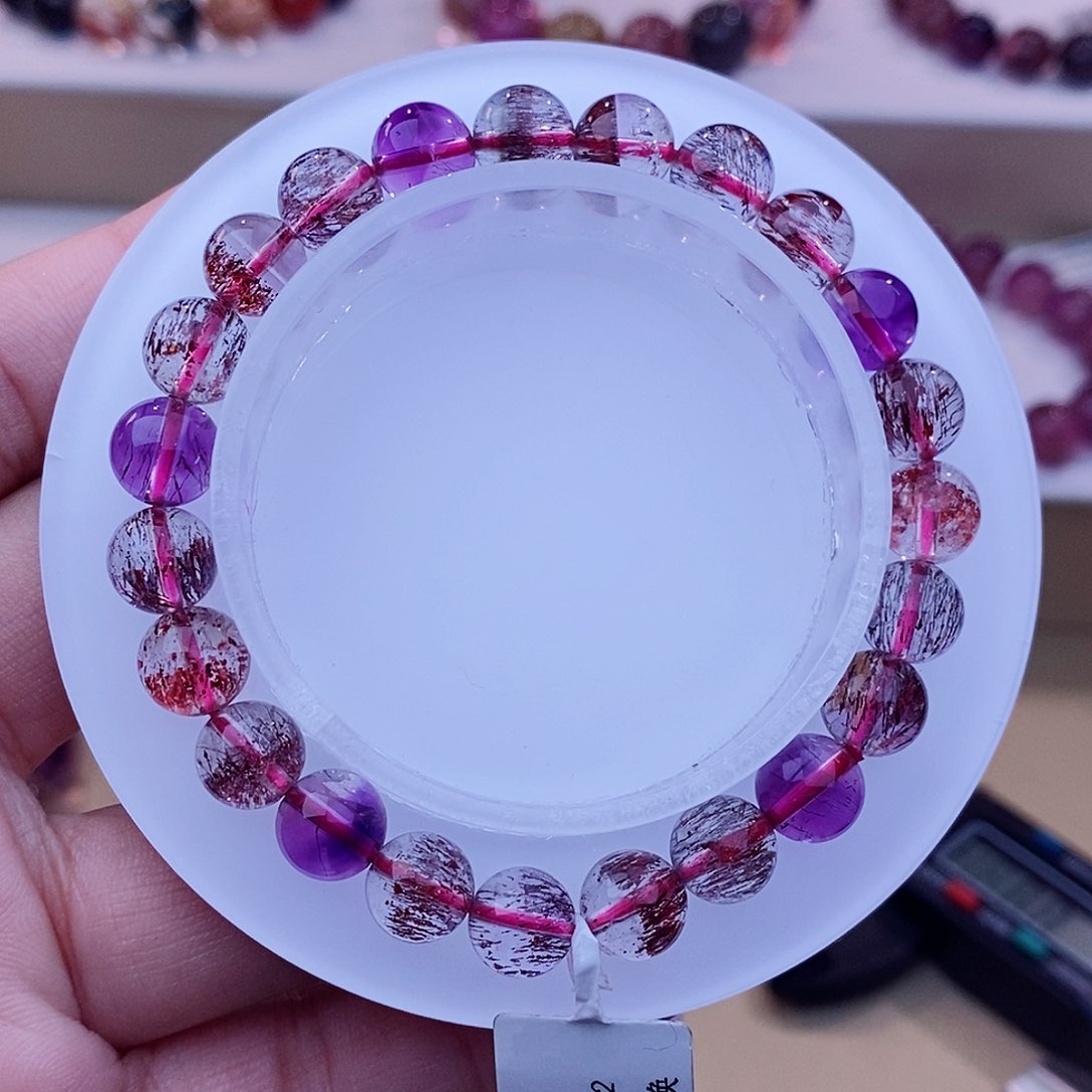 未镶嵌手链水晶黑加侖超七8+m