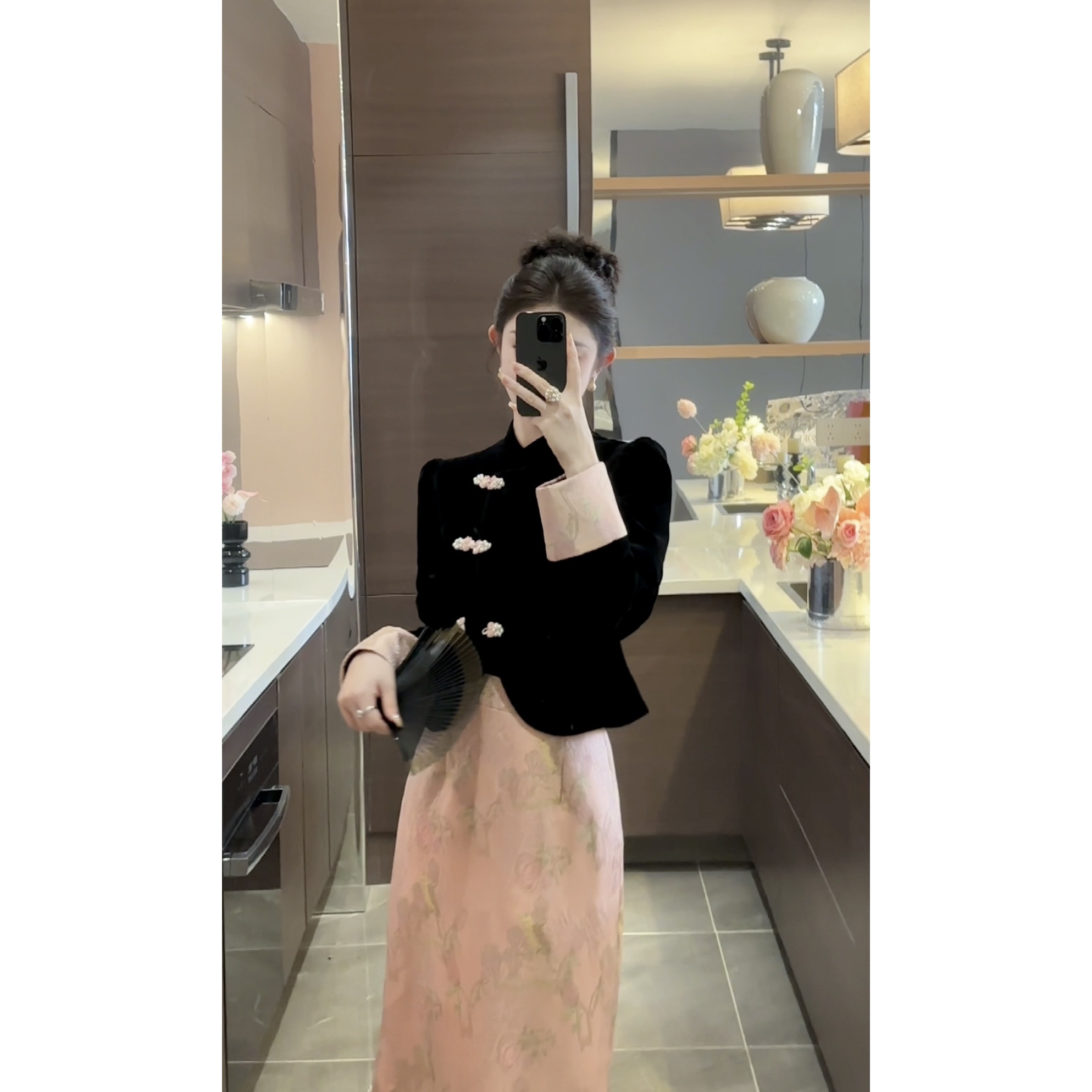 【周粥】【三生三世】时尚新中式提花刺绣国风丝绒套装JJQ4TZ6214-WT