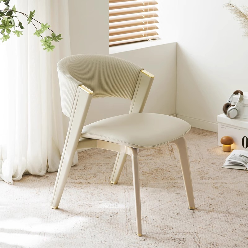 意式轻奢餐椅现代简约家用皮艺椅餐厅靠背休闲椅样板房酒店洽谈椅