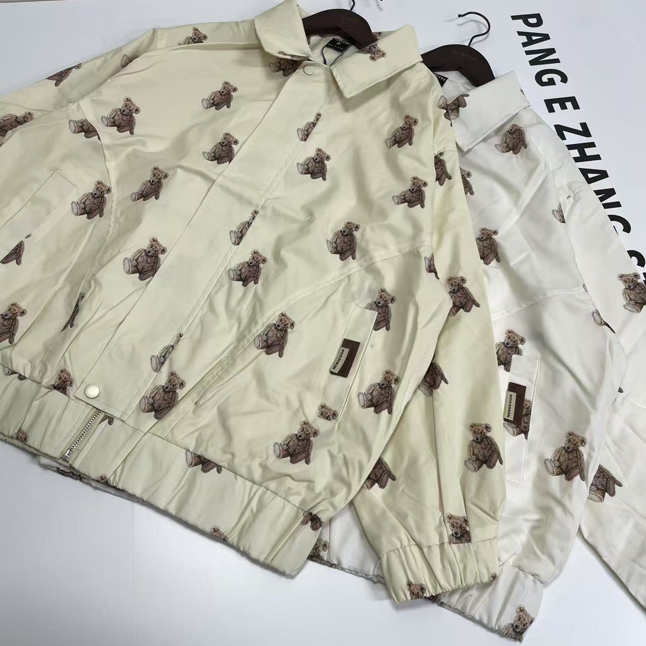 [胖鹅张]美式复古小熊印花速干外套#3998[实物以直播间展示为准]