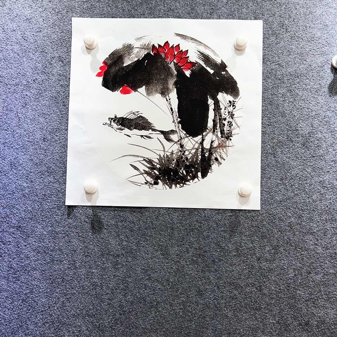 国画知鱼知乐纯手绘
