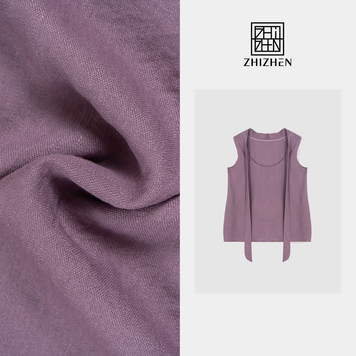 紫调幽情别致肩带无袖上衣【松子】