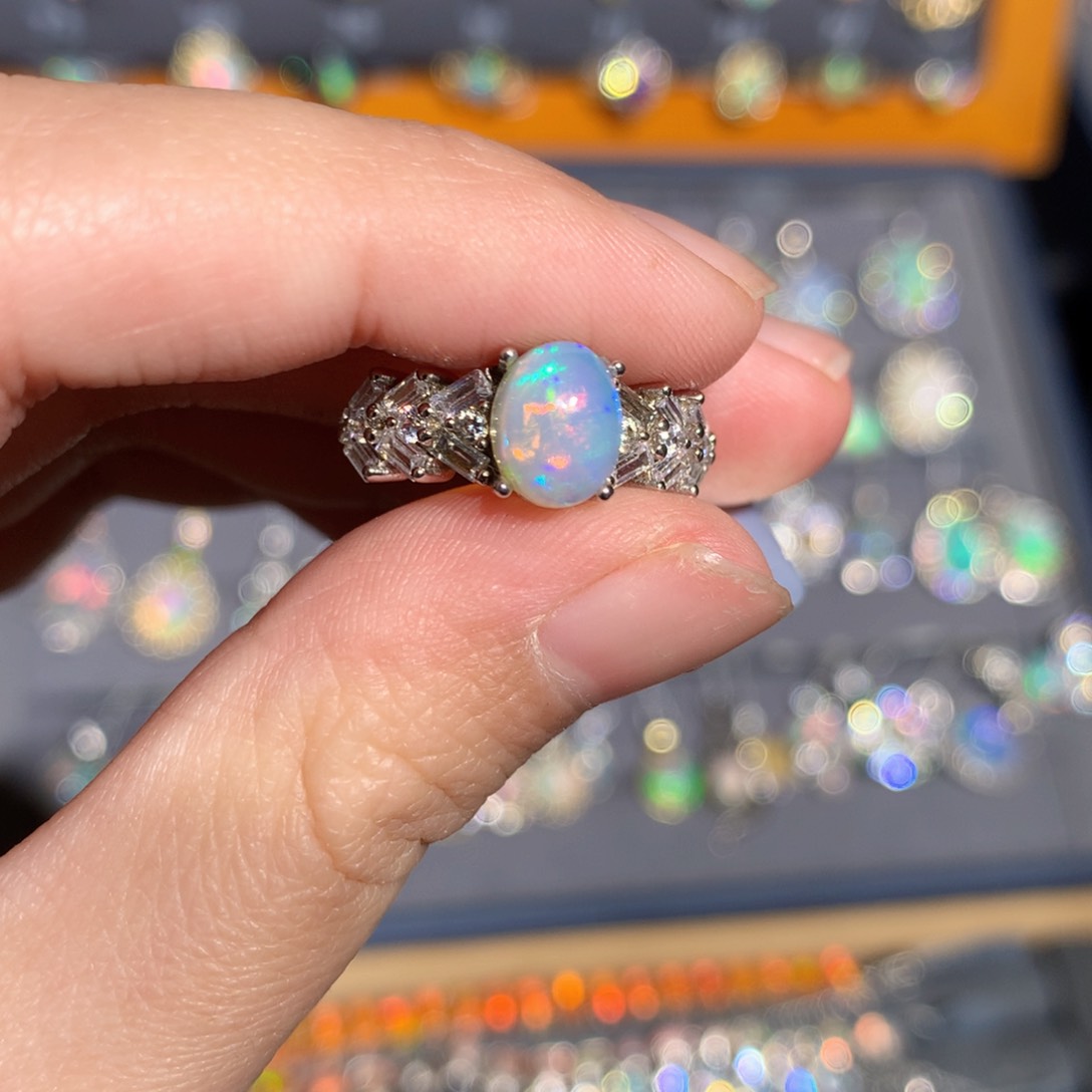 银S925镶嵌欧泊欧泊戒指y