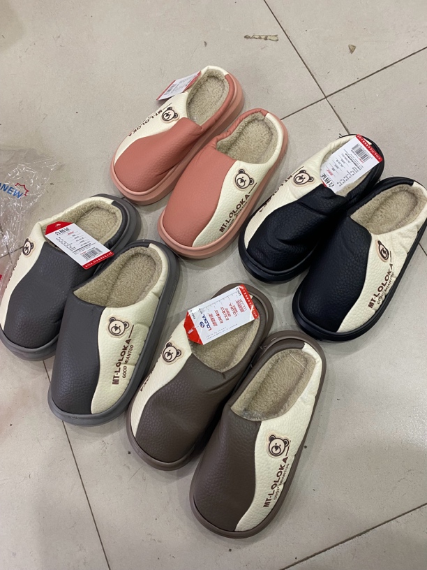 路路佳7166情侣加厚皮面棉拖鞋情侣款