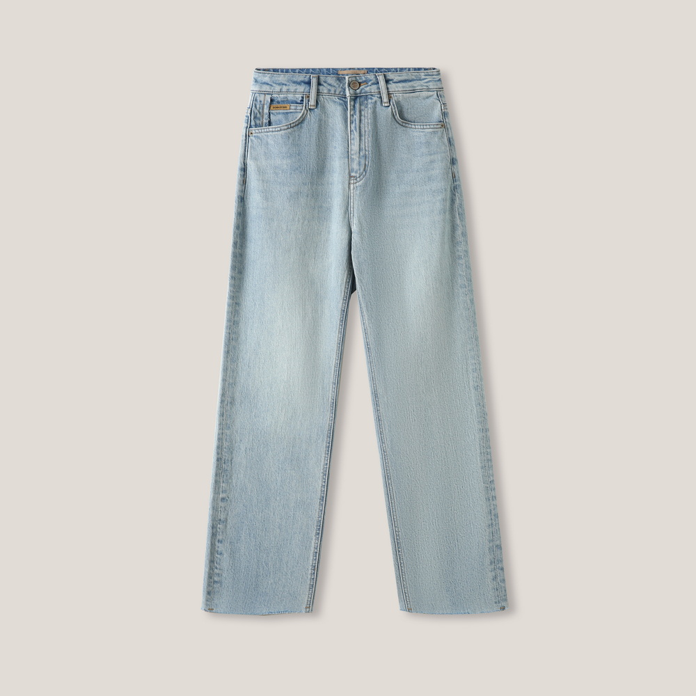 时尚皮标棉质休闲百搭牛仔裤法棍裤83168