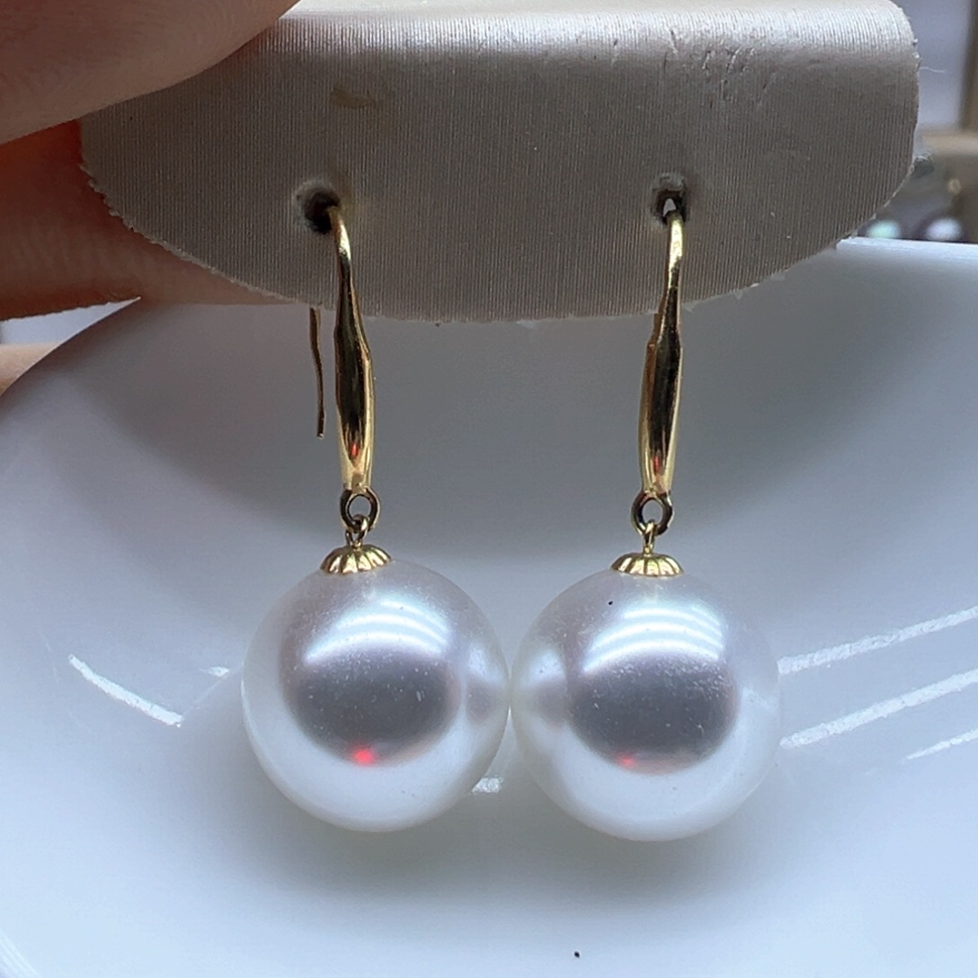 18K金镶嵌淡水珍珠耳饰