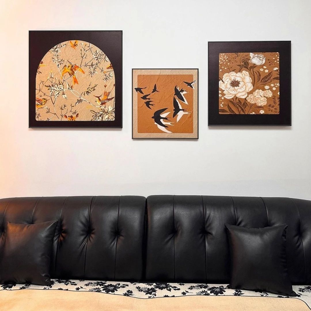 法式复古风三联组合装饰画客厅沙发背景墙艺术壁画