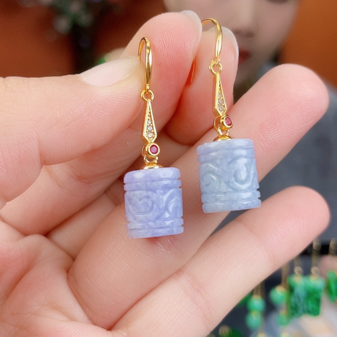 翡翠银S925镶嵌耳饰