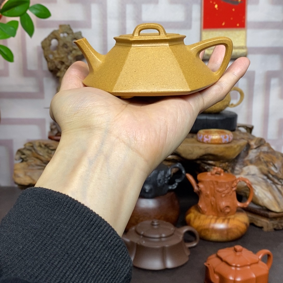茶壶紫砂紫砂茶具老段六方石瓢