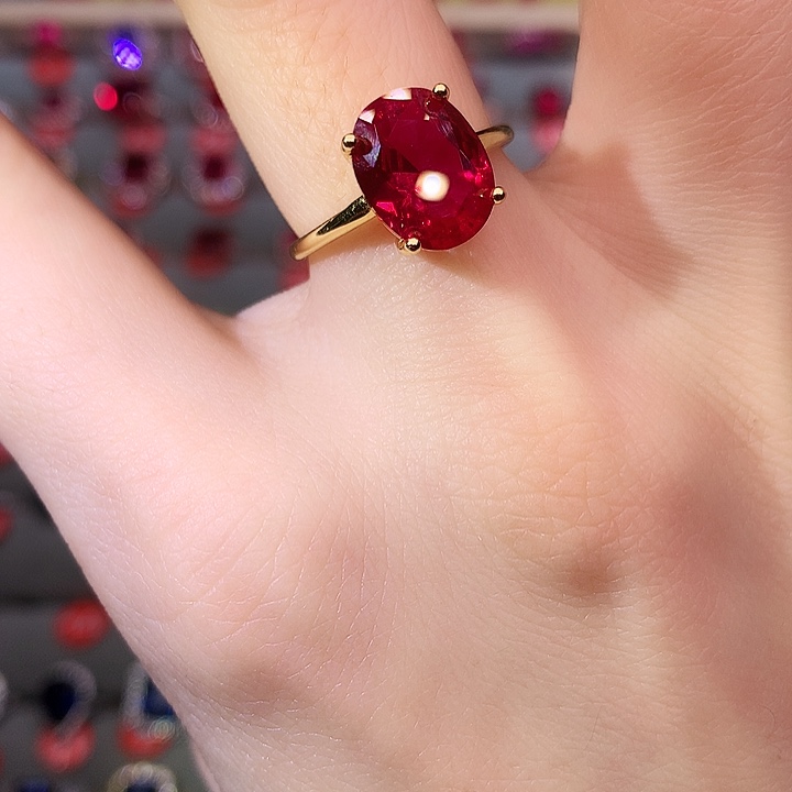 红宝石戒指银S925镶嵌