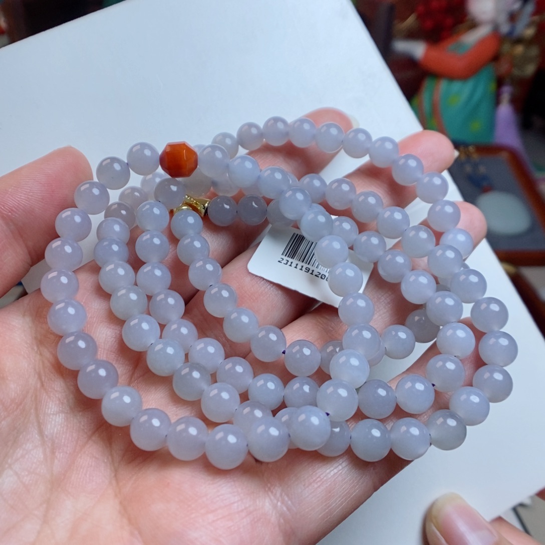 和田玉颈饰未镶嵌7冰仙紫