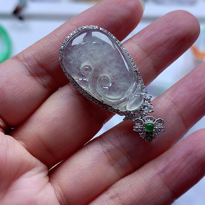 颈饰银S925镶嵌翡翠翡翠