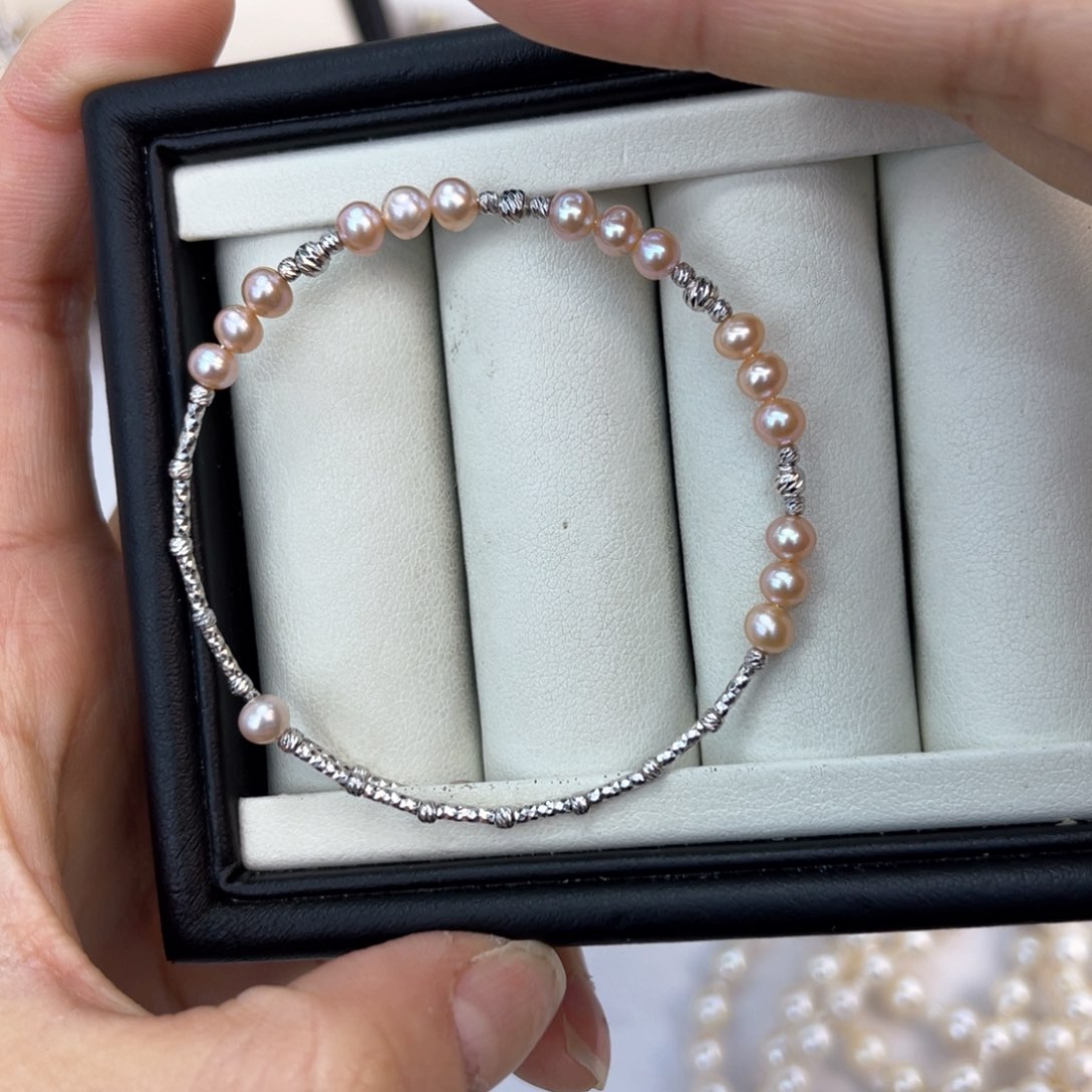 淡水珍珠手镯银S925镶嵌