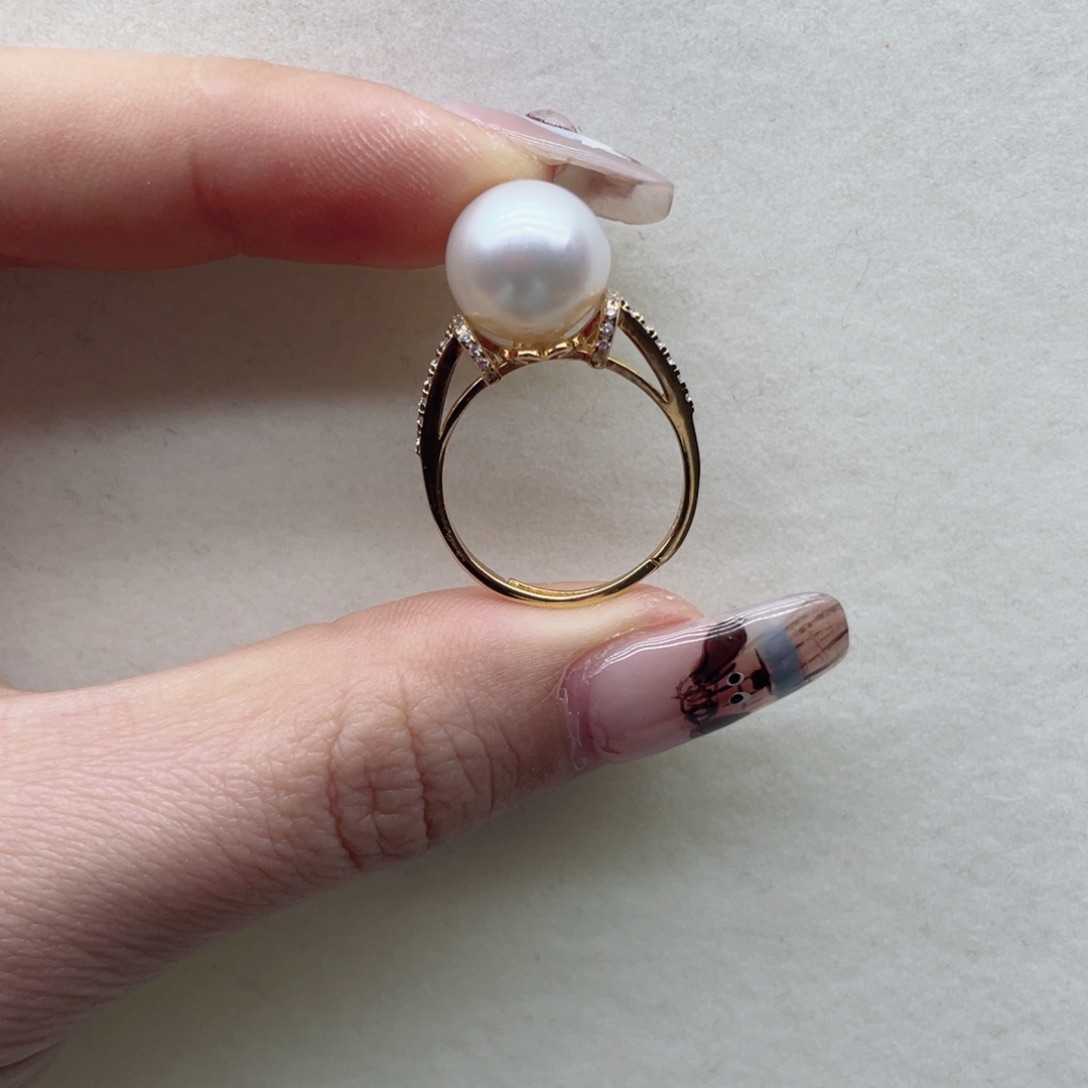 海水珍珠戒指银S925镶嵌A54