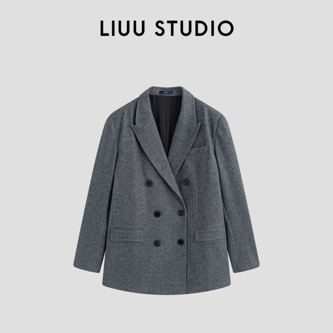 【LIUU】老钱质感 | 简约廓形 灰色西装外套