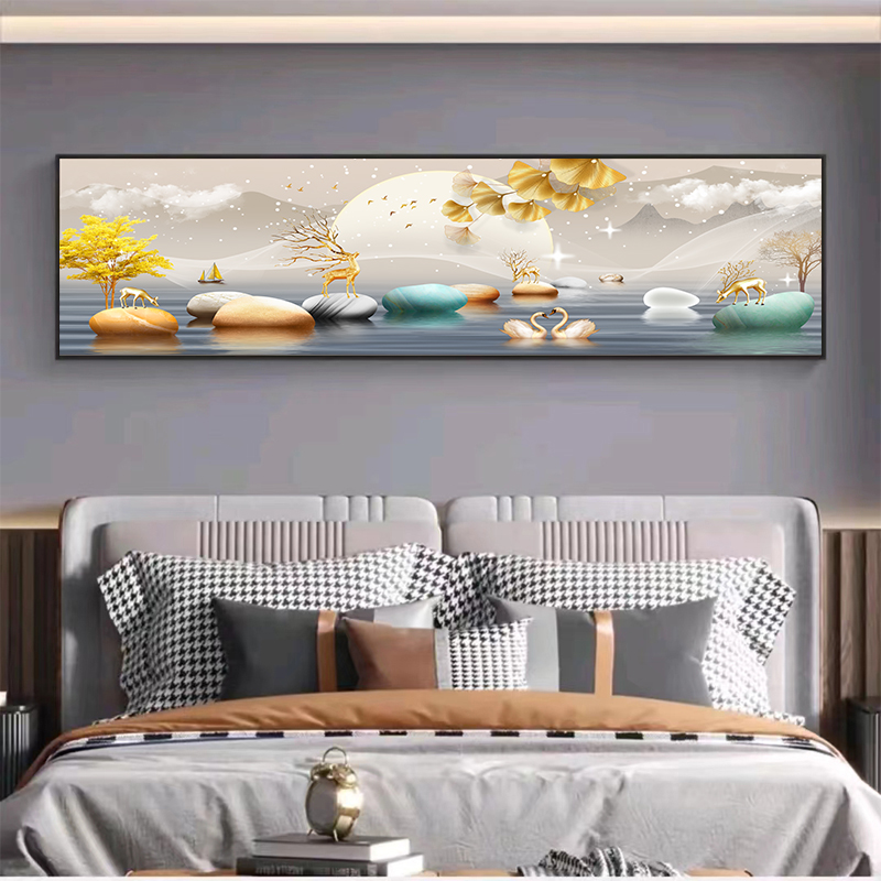 T17石来运转铝合金晶瓷镶钻+珍珠高端床头画