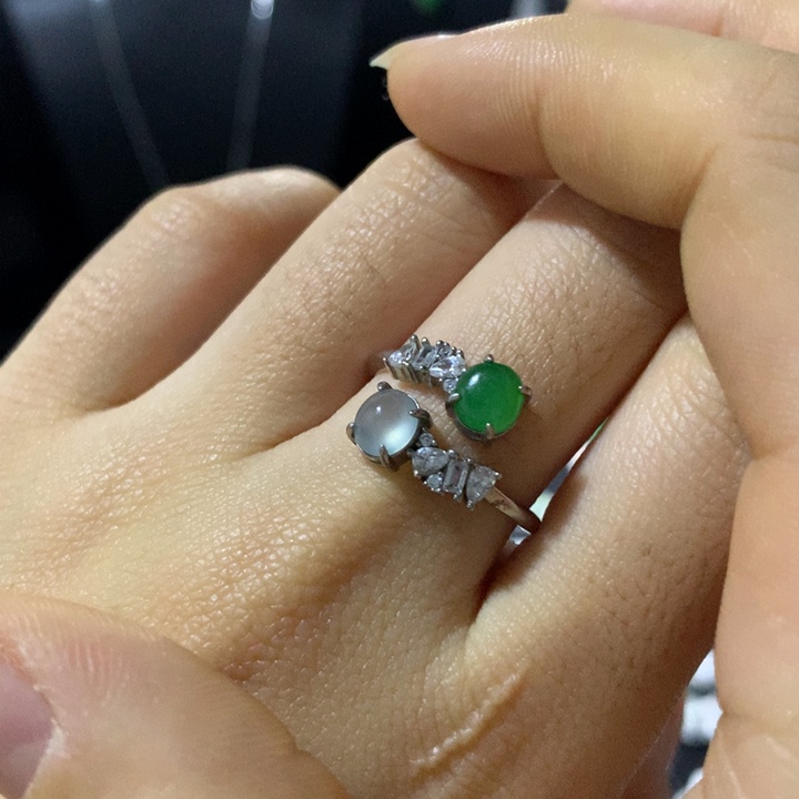 翡翠银S925镶嵌戒指
