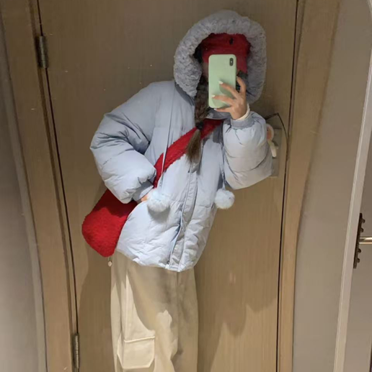 seeyou@s699 韩系时尚休闲连帽棉服外套 （毛球可拆 衣长65）12-18