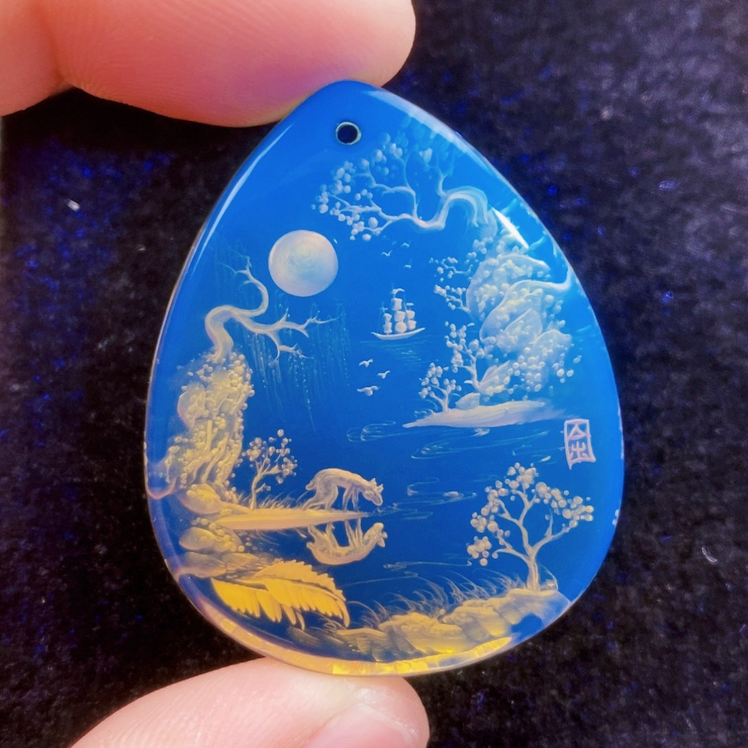 【闪购商品】未镶嵌颈饰蓝珀蓝珀阴雕